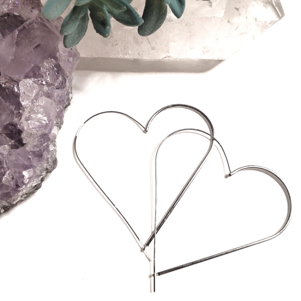 ⭐️ NEW ASOS heart valentine hoop interlocking earrings silver NWOT